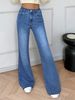 Women's Clothing High Waisted Slightly Flared High-Waisted Mid Blue Flare Jeans For Women – Slimming Vintage Bootcut Denim Pants With Stretch Fit_ecoleips.com