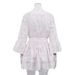 Women's French Style Short Dress Elegant Printed Small Stand Collar Flared Sleeves Single Breasted Tie Waist A-Line Skirt_ecoleips.com