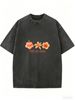 Retro Print Washed Loose T-shirt, Women's Casual Summer Top_ecoleips.com
