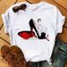 European And American Cross-border Foreign Trade Wholesale High-heeled Shoe Pattern Printed Round-neck Plus-size_ecoleips.com