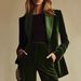 Elegant Velvet Blazer & Pants Set - Slim Fit Office Suit For Women, Professional Two-Piece Outfit (Green, Xs-Xxl, Polyester)_ecoleips.com