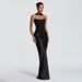 Elegant Strapless Bodycon Bandage Dress For Women, Sleeveless Backless Midi Dress With Contrast Panels_ecoleips.com