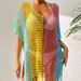 Color Blocked Sexy Loose Pullover V Neck Tassel Hollow Out Beach Sun Protection Bikini Cover Up_ecoleips.com