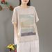 2026 Cotton And Linen Comfortable Top For Women, Printed Artistic Short-Sleeved, Summer Retro Chinese And Ethnic Style T_ecoleips.com