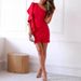 Women's Clothing Ruffled One Shoulder Solid Color Sexy Dress Banquet Evening Dress_ecoleips.com