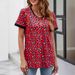 Women's Round Neck Short Sleeve Leopard Print T-Shirt, Slightly Loose Casual Top_ecoleips.com