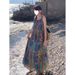Beach Vacation Floral Strap For Women New French Retro Bohemian Ethnic Style Stunning Mid-Length Dress_ecoleips.com
