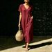 Women's Casual Fashion V Neck Dress Spring Summer Independent Website Cross Border Beach Vacation Dress_ecoleips.com