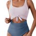 Women's Clothing One Piece Swimsuit Solid Color Hollow Backless High Waist Conservative Tankini Swimsuit_ecoleips.com