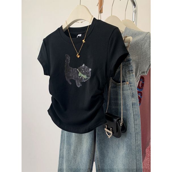 Women's Oversized Shoulder Short Sleeve T-Shirt Summer Design Niche Style Hot Girl Top_ecoleips.com