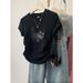 Women's Oversized Shoulder Short Sleeve T-Shirt Summer Design Niche Style Hot Girl Top_ecoleips.com