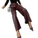 Aria Basics Long, Drapey Black Leather In European And American Style, Wide-leg Pants, Slimming Sheepskin Workwear For Women,_ecoleips.com