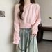 Real Shot Of Foreign Trade Women's Long-sleeve Sweatshirt With Slanted Collar Off-shoulder Design, Korean Style, Loose_ecoleips.com