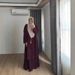 Muslim Dress Women Elegant Solid Color Muslim Suit – Loose Fit Embroidered Casual Set For Modest Fashion_ecoleips.com
