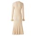 Elegant Slim Fit Long Dress For Women V Neck Long Sleeve Solid Color Metal Buckle Detail Casual Knit Dress_ecoleips.com