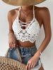 Bohemian Crochet Bikini Top – Sexy Halter Bandeau With Lace-Up Detail For Beach & Pool_ecoleips.com