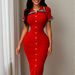 Color Blocked Lace Short Sleeved Knit Dress American Style Summer New Lapel Slim Fit Bodycon Skirt For Women_ecoleips.com