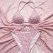 Women Pink Floral 3 Piece Bikini Set Triangle Thin Strap Swimsuit Twist Wrap Cover Up Skirt Summer Beach Bathing Suit_ecoleips.com
