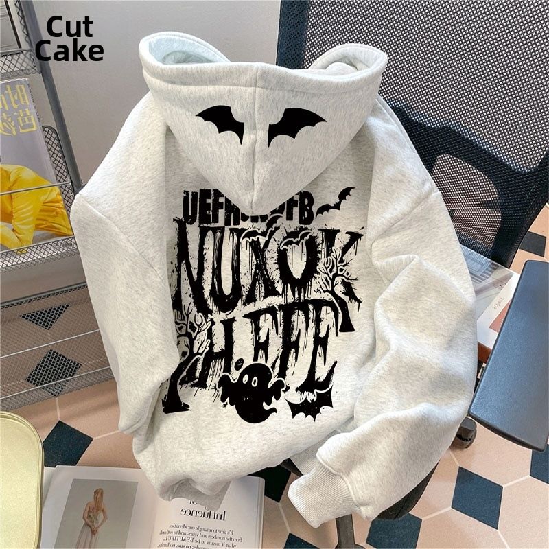 Men's Chinese Style Printed Hooded Sweatshirt Autumn/Winter Thickened Fleece Lined Loose Fit Versatile Outerwear for Couple_ecoleips.com