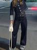 K Women's Denim Jacket With Flared Cuffed Trousers Set_ecoleips.com