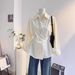 Women's Clothing Women's Style Long Sleeved Shirt Belted Waist Slimming Style Top For Autumn Commuting Stylish Design_ecoleips.com