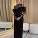 Casual Solid Color Velvet High Waist Guest Dress Fashion O-neck Solid Color Maxi Dress Retro Lace Long Sleeved Women Party Dress_ecoleips.com