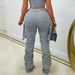 Women's Drawstring Wide-Leg Pants | High Waisted Casual Trousers With Belt Loops | Streetwear Polyester Straight Leg Pants (Light Gray/Khaki, S-XXL)_ecoleips.com