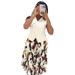 Women's Clothing Summer New Fashion V Neck Button Vest Top Printed Pleated Long Skirt Suit_ecoleips.com