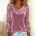 2025 New European And American Cross-Border Fashion Women's Velvet Turtleneck Sequin Patchwork Long Sleeve T-Shirt_ecoleips.com