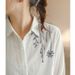 Spring New Cotton Top, Simple Literary Long-sleeved Shirt, Loose And Versatile Flower Embroidered Shirt_ecoleips.com
