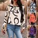 Women's clothing elegant casual printed round neck long sleeve_ecoleips.com