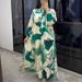 Printed Long Dress For Women Casual V-Neck Loose Fit With Long Sleeves_ecoleips.com
