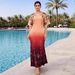 Women's Clothing New Summer Gradient Pleated Long Dress For Women Retro Fashionable Versatile Elegant Printed Design_ecoleips.com