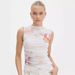 Women's Clothing New Digital Printing Dress Mesh Splicing Chic Pleated Vest Temperament Style Slim Pure Desire Top_ecoleips.com