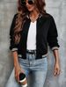 Trendy Zip-Up Baseball Jacket - Polyester & Spandex Blend Casual Outerwear For Women (Black, Striped/Checkered, S-XXL)"_ecoleips.com