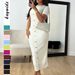 Elegant Retro Short Sleeve Knit Dress Slim Fit Ribbed Bodycon Midi Versatile Style Women's Clothing_ecoleips.com