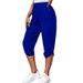 Women's Summer Casual Cropped Pants Elastic Waist Fashionable American Style Trendy Bottoms_ecoleips.com