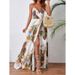 In Stock Foreign Trade Cross-Border Hot Selling European And American Tropical Print Thigh Split Strap Dress_ecoleips.com