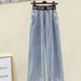 Women's Clothing New Niche Shawl Contrast Color Short Sleeved T Shirt Female Retro Elastic Waist Jeans_ecoleips.com