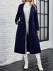 Women's Long Double Breasted Trench Coat With Notched Lapel & Belt - Wool Blend Overcoat In Black/Green/Khaki/Charcoal/Check For Fall Winter_ecoleips.com