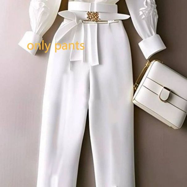 Women's Clothing Capable Temperament Women's Clothing High End Salty Light Mature Professional White Shirt Wide Leg Pants Two Piece Suit_ecoleips.com