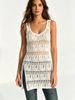 Hollow Ribbed Knit Tank Dress, Lightweight Breathable_ecoleips.com