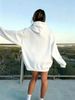 Women's Minimalist Solid Fleece Hoodie With Kangaroo Pocket, Loose Soft Long Sleeve Top For Autumn Winter Indoor Reading & Outdoor Walks 5Color_ecoleips.com