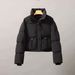 Women's Clothing Short Puffer Jacket With Stand Collar, Quilted Winter Coat, Lightweight Warm Fleece Lined Outerwear, Casual Streetwear_ecoleips.com