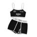 Women's Clothing Solid Color Letter Print Suspenders Style Summer Popular Sports Style Vest Suit_ecoleips.com
