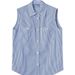 Women's Sleeveless Striped Shirt - Summer Casual Polo Collar Blouse - Relaxed Fit Square Shoulder Top For Office & Streetwear_ecoleips.com