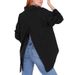 Solid Color Personality Street Style Spring Autumn Long Sleeve Loose Split Shirt Fashionable Women's Clothing_ecoleips.com
