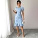 Elegant Fishtail Midi Dress For Women Solid Color Jacquard Short Sleeved Summer_ecoleips.com