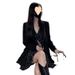 Spring And Autumn New Women's High-End Suit French Polka Dot Strap Little Black Dress_ecoleips.com