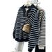 Women's Korean-Style Striped Polo Lapel Long-Sleeved Sweater Autumn And Winter Thin Velvet Padded Loose Casual Half-Zip_ecoleips.com